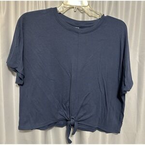 Old Navy Active Top Size S Petite Tie Front Short Sleeve Pullover Blue